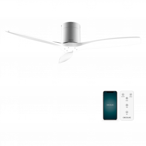 EnergySilence Aero 5500 Aqua IronWhite Connected Ventilador de techo de 40 W y 52” con mando a distancia, control por wifi y mando a distancia, protección IP44, 6 velocidades, 3 aspas, modo winter-summer y temporizador de hasta 8 horas.