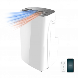 ForceClima 12300 Connected Heating. Aire Acondicionado Portátil de 1350 W, 12000 BTU, Bomba de Calor, Mando a Distancia, Control por WiFi, 5 Modos, 3 Velocidades, Pantalla LED, Cobertura 25 m2