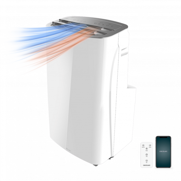 ForceClima 12300 Connected Heating. Aire Acondicionado Portátil de 1350 W, 12000 BTU, Bomba de Calor, Mando a Distancia, Control por WiFi, 5 Modos, 3 Velocidades, Pantalla LED, Cobertura 25 m2
