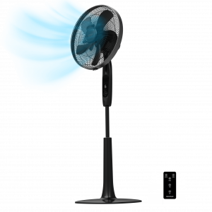 EnergySilence 1019 ExtremeConnected. Ventilador de Pie con Mando a Distancia y Temporizador, 60 W, 10 Aspas, 6 Velocidades, Motor de Cobre, Altura ajustable 115 o 135 cm, Negro