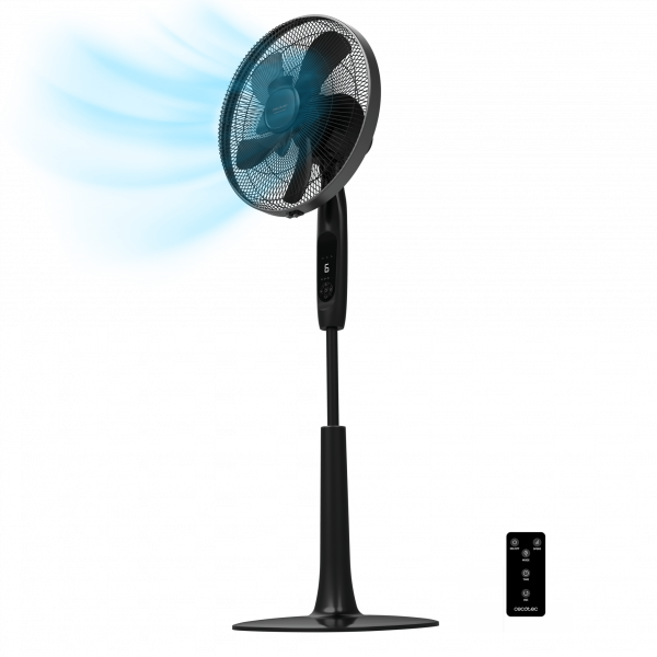 EnergySilence 1019 ExtremeConnected. Ventilador de Pie con Mando a Distancia y Temporizador, 60 W, 10 Aspas, 6 Velocidades, Motor de Cobre, Altura ajustable 115 o 135 cm, Negro