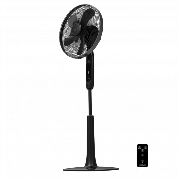 EnergySilence 1020 ExtremeConnected. Ventilador de Pie con Mando a Distancia y Temporizador, 60 W, 10 Aspas, 6 Velocidades, Motor de Cobre, Altura ajustable 115 o 135 cm, Negro