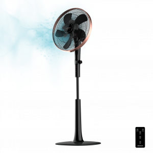 EnergySilence 1040 SmartExtreme. Ventilador de Pie con Mando a Distancia y Temporizador, 28 W, 10 Aspas 40 cm de Diámetro, Oscilante, 24 Velocidades, Ajustable 115-135cm, Motor DC, Negro
