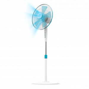 EnergySilence 499 Ventilador de Pie EnergySilence 500. 40 W, 5 Aspas de 40 cm de diámetro, Oscilante, 3 Velocidades, Altura Ajustable 110-130 cm, Motor de Cobre, Diseño en Blanco