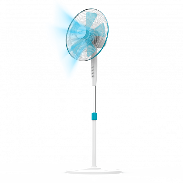 EnergySilence 499 Ventilador de Pie EnergySilence 500. 40 W, 5 Aspas de 40 cm de diámetro, Oscilante, 3 Velocidades, Altura Ajustable 110-130 cm, Motor de Cobre, Diseño en Blanco