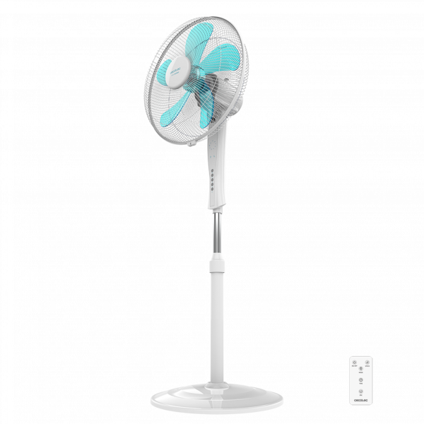 EnergySilence 530 Power Connected White. Ventilador de Pie con Mando a Distancia y Temporizador, 50 W, 5 Aspas de 40 cm, 3 Velocidades, Motor de Cobre, Oscilante, Pantalla, Blanco