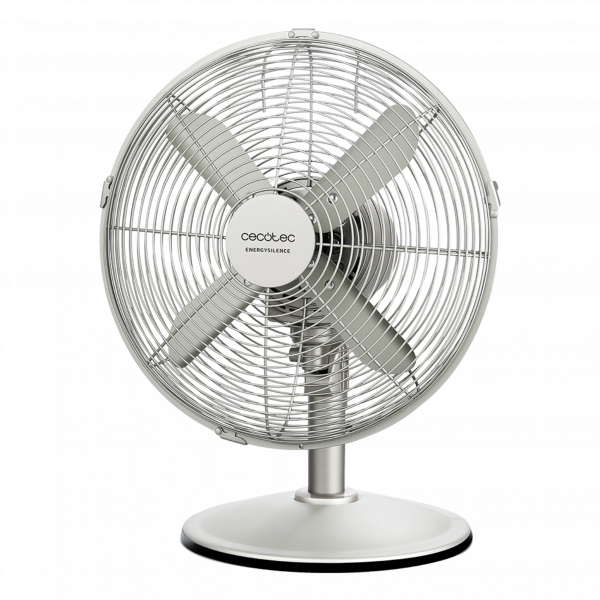 EnergySilence 570 SteelDesk .Ventilador de Sobremesa de 45 W, 4 Aspas de 30 cm de Diámetro, Oscilante, 3 Velocidades, Motor de Cobre, Acabado Metálico
