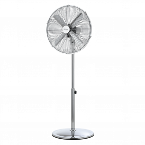 EnergySilence 580 RetroStyle. Ventilador de Pie de 60 W, 4 Aspas 40 cm de Diámetro, Oscilante, 3 Velocidades, Altura ajustable 90-125 cm, Motor de Cobre, Acabado Cromado