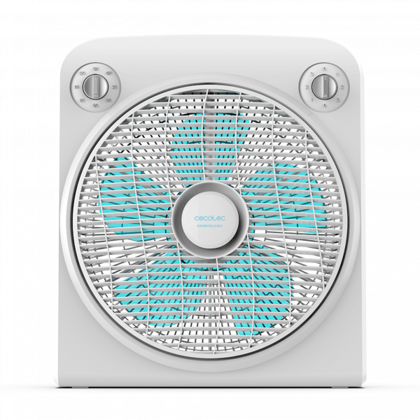 EnergySilence 6000 PowerBox. Ventilador de Suelo con Temporizador de 50 W, 5 Aspas de 30 cm de diámetro, 3 Velocidades, Motor de Cobre, Rejilla Rotatoria, Blanco