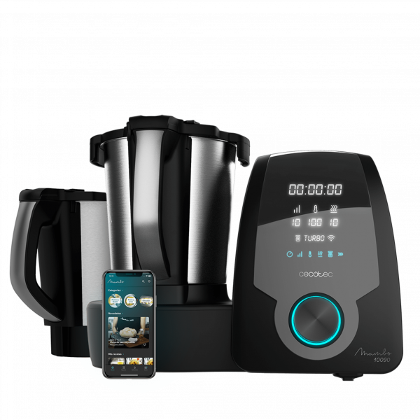 Mambo 10090, Robot de Cocina Multifunción con App, Cuchara MamboMix, Jarra Habana con Revestimiento cerámico, 30 Funciones, Jarra de Acero INOX 3,3l Apta para lavavajillas, Báscula incorporada