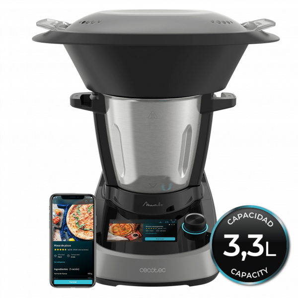 Mambo Touch Chef Robot de Cocina Multifunción. 1600 W, 37 Funciones, Pantalla Táctil TFT 5" con Recetario Integrado, 3,3 Litros de Capacidad, APP, Báscula y Jarra de Acero Inoxidable