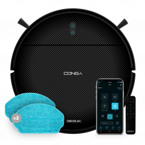 Conga 999 Origin Ultimate Robot aspirador con navegación reactiva para una limpieza total de la casa. Gran boca de succión con potencia de 1000 Pa. 2 cepillos laterales. Autonomía de 120 minutos. 6 Programas de limpieza. Control con APP CECOTEC y ...