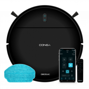 Robot aspirador Conga 999 Origin Genesis con navegación reactiva para una limpieza total de la casa. Gran boca de succión con potencia de 1400 Pa de motor. 2 cepillos laterales. Autonomía de 120 minutos. 6 Programas de limpieza .Control con APP y ...