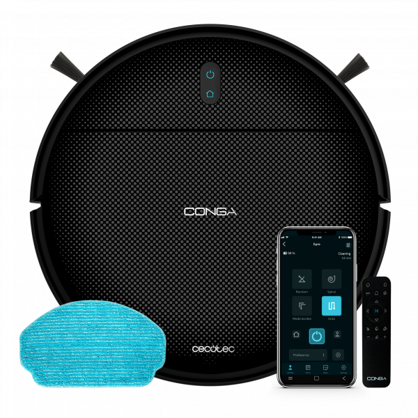 Robot aspirador Conga 999 Origin Genesis con navegación reactiva para una limpieza total de la casa. Gran boca de succión con potencia de 1400 Pa de motor. 2 cepillos laterales. Autonomía de 120 minutos. 6 Programas de limpieza .Control con APP y ...