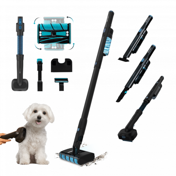 Scoba 2100 Twice Animal Aspirador vertical con diseño ultraligero (menos de 1 kg en mano y 1,6 kg entero) y cabezal omnidireccional con doble cepillo que permite movimientos laterales y circulares para una limpieza ágil y cómoda. Motor Digital Bru...