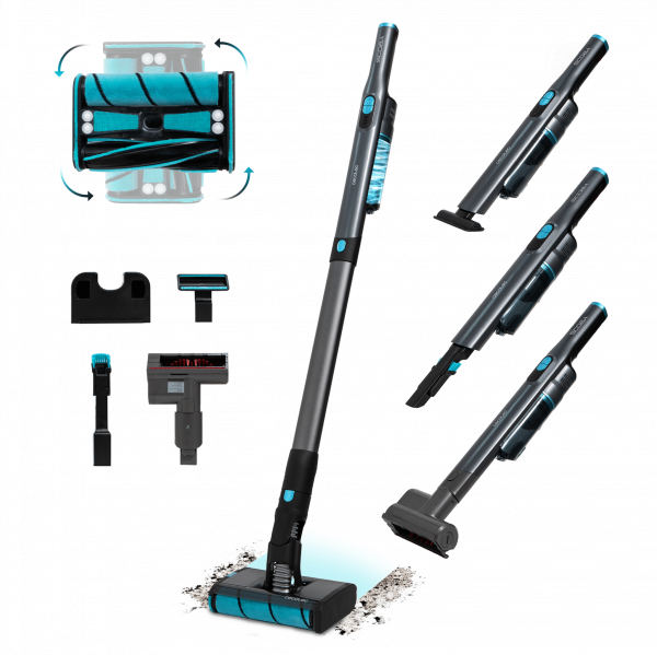 Scoba 2100 Twice Max Aspirador escoba sin cables sin bolsa con diseño ultraligero (menos de 1 kg en mano y 1,6 kg entero) y cabezal motorizado omnidireccional con doble cepillo que permite movimientos laterales y circulares para una limpieza ágil ...