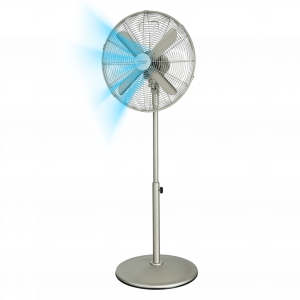 EnergySilence 609 Steelstyle Ventilador de pie con 50 W y acabado en acero, 16 pulgadas, 3 velocidades, oscilación, silencioso y altura ajustable