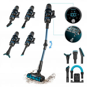 Conga Rockstar 11500 Odyssey ErgoFlex Aspirador sin cables 3 en 1: vertical, escoba y de mano con motor digital Brushless. Máxima potencia de succión de 300 AW y ultrapotencia de 850 W. Autonomía de 90 minutos. Tubo flexible.  Kit de accesorios. C...