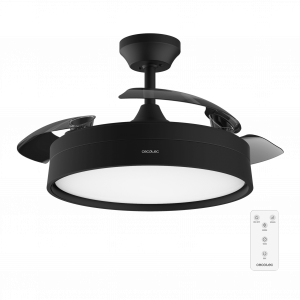 Energysilence Aero 4200 invisible black Ventilador de techo con 3 aspas retráctiles, con motor DC de 35 W,  iluminación LED, temporizador hasta 8 horas, función winter-summer, 6 velocidades, mando a distancia.
