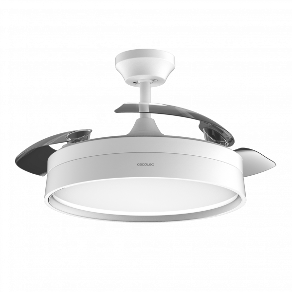 EnergySilence Aero 4199 Invisible White Ventilador de techo con 3 aspas retráctiles, con motor DC de 35 W,  iluminación LED, temporizador hasta 8 horas, función winter-summer, 6 velocidades.