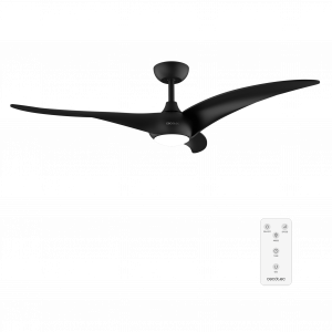 EnergySilence Aero 5295 Black Ventilador de techo, con motor DC de 40W, 54 pulgadas, con luz LED de 18W,  3 tonalidades seleccionables, 3 aspas,temporizador programable.