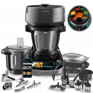 Mambo CooKing Gourmet  Robot de cocina multifunción con dispensador de alimentos. 2200 W, 45 Funciones, Miles de Recetas Guiadas, Jarra Unique de 4,5L y Jarra Victory de 4,5L, Accesorios