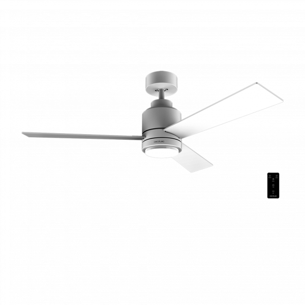 EnergySilence Aero 4850 Style White Ventilador de techo de 30 W y 48” con luz LED, mando a distancia, 6 velocidades, 3 modos (Low/Medium/High), 3 aspas,  modo winter-summer y modo natural breeze.