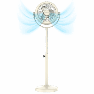 EnergySilence 249 ClassicStyle Beige Ventilador de pie estilo retro color beige de 10" con 25 W e inclinación ajustable.