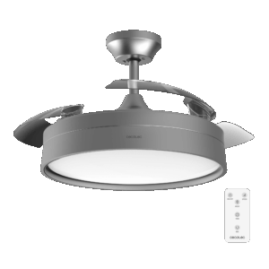 Energysilence Aero 4200 invisible steel Ventilador de techo con 3 aspas retráctiles, con motor DC de 35 W,  iluminación LED, temporizador hasta 8 horas, función winter-summer, 6 velocidades, mando a distancia.
