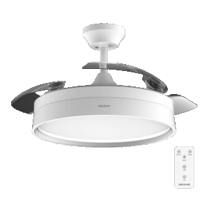 Energysilence Aero 4200 invisible white Ventilador de techo con 3 aspas retráctiles, con motor DC de 35 W,  iluminación LED, temporizador hasta 8 horas, función winter-summer, 6 velocidades, mando a distancia.