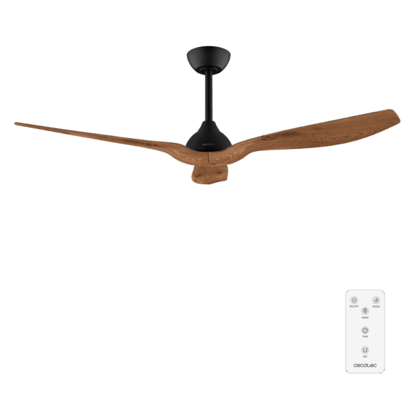 EnergySilence Aero 5200 BlackWood Ventilador de techo con motor DC  de 35 W y 52" con motor DC, mando a distancia, altura ajustable , temporizador programable, modo winter-summer.