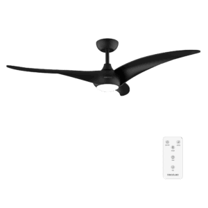 EnergySilence Aero 5295 Black Ventilador de techo, con motor DC de 40W, 54 pulgadas, con luz LED de 18W,  3 tonalidades seleccionables, 3 aspas,temporizador programable.