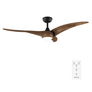 EnergySilence Aero 5295 DarkWood Ventilador de techo, con motor DC de 40W, 54 pulgadas, con luz LED de 18W,  3 tonalidades seleccionables, 3 aspas,temporizador programable.