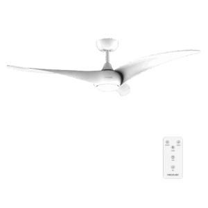EnergySilence Aero 5295 White Ventilador de techo, con motor DC de 40W, 54 pulgadas, con luz LED de 18W,  3 tonalidades seleccionables, 3 aspas,temporizador programable.