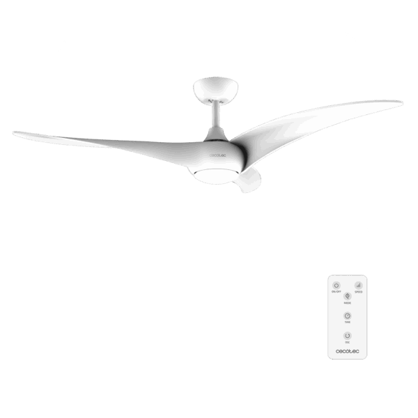 EnergySilence Aero 5295 White Ventilador de techo, con motor DC de 40W, 54 pulgadas, con luz LED de 18W,  3 tonalidades seleccionables, 3 aspas,temporizador programable.