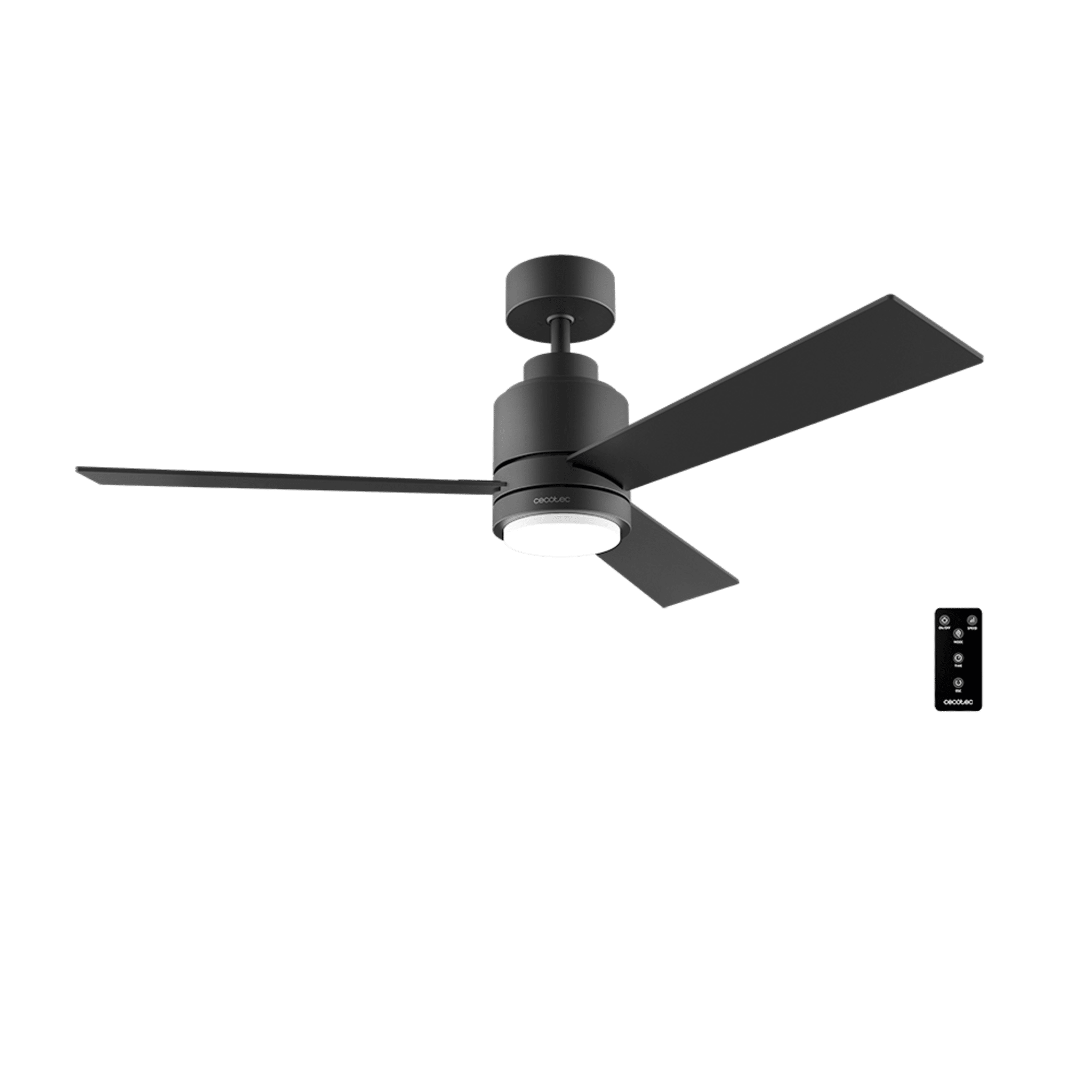 EnergySilence Aero 4850 Style Black Ventilador de techo de 30 W y 48” con luz LED, mando a distancia, 6 velocidades, 3 modos (Low/Medium/High), 3 aspas, modo winter-summer y modo natural breeze.