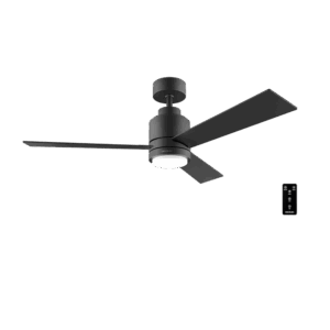 EnergySilence Aero 4850 Style Black Ventilador de techo de 30 W y 48” con luz LED, mando a distancia, 6 velocidades, 3 modos (Low/Medium/High), 3 aspas, modo winter-summer y modo natural breeze.